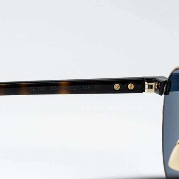 NEW Saint Laurent SL707 004 Gold Havana Blue Oval Unisex Sunglasses - Picture 10 of 11